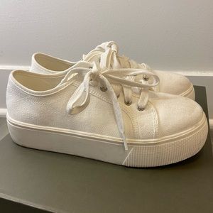White platform sneakers